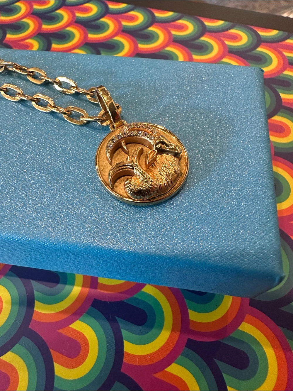 TOUCHSTONE Crystal Gold Zodiac Capricorn Pendant Necklace - Lobster Claw Clasp